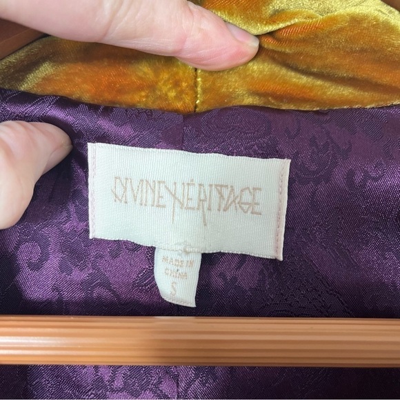 DIVINE HERITAGE *Rare* Plaid and Yellow Velvet Cloak Trench Peacoat - Picture 9 of 11